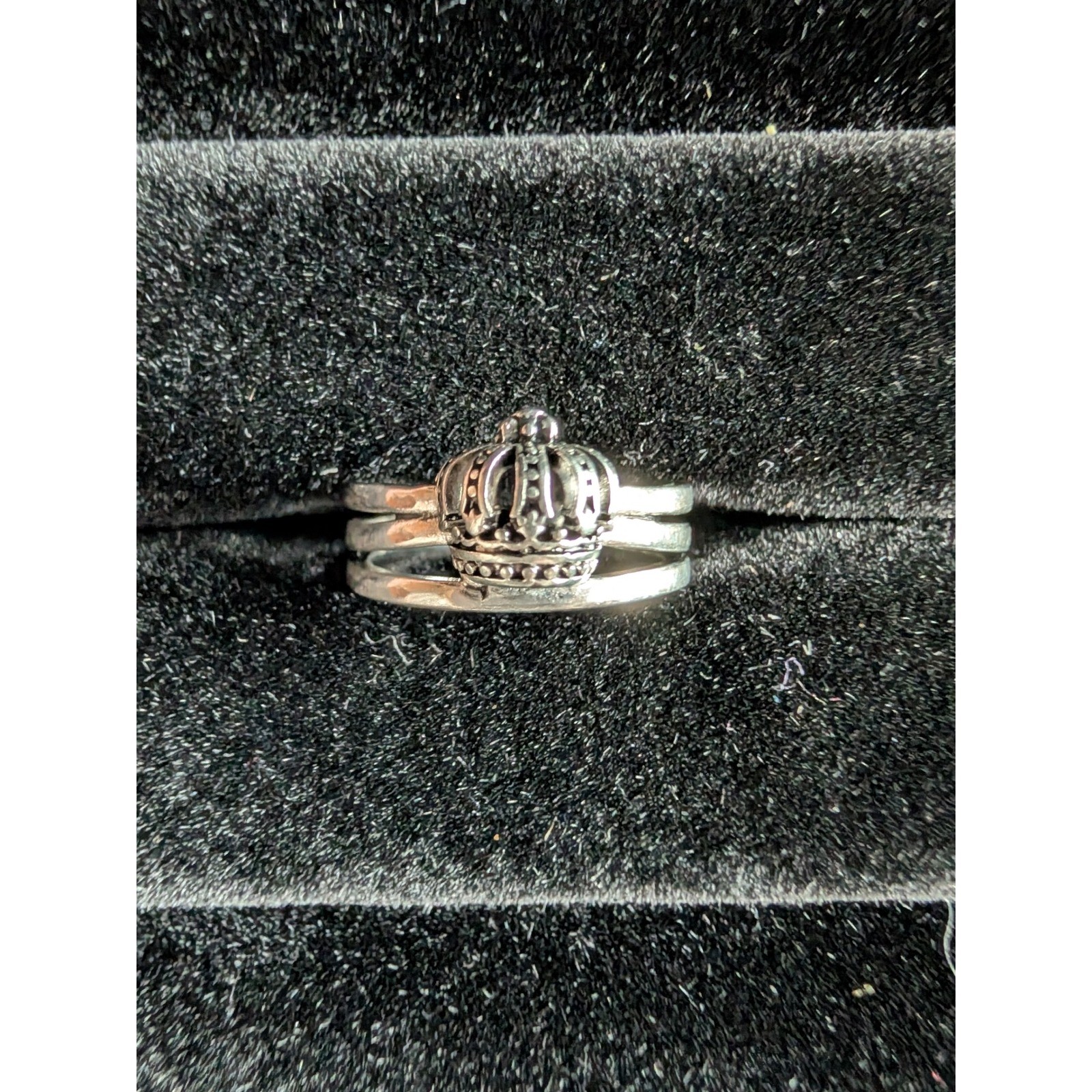 Sterling Silver 925 Crown Ring Stackable Adjustab… - image 1