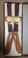 Vintage All Elastic Neopre Burgandy Neoprene Suspenders 1940's New Original Box