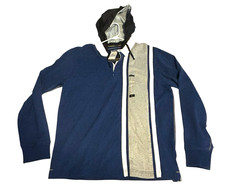 Vintage Nautica Jeans Co. Rugby Hooded Blue Hoodie 1/4 Button XL NWT Y2K New