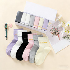 Women's Bamboo Fiber Crew Socks 7 Pairs Deodorant Soft Breathable Multi-Color