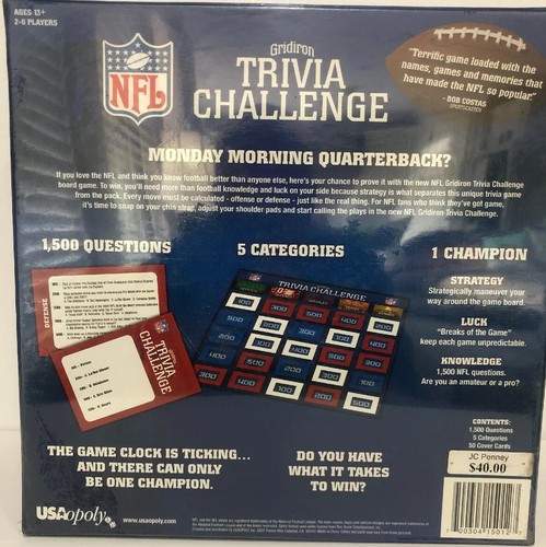 Brand new sealed nfl gridiron trivia challenge board game ebay