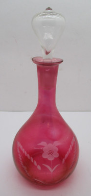 Vintage Ruby Flash Cut to Clear Decanter