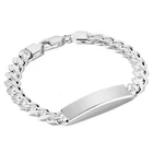 STERLING SILVER ID BRACELET CURB CHAIN GENTS IDENTITY FLAT LINK FREE ENGRAVING