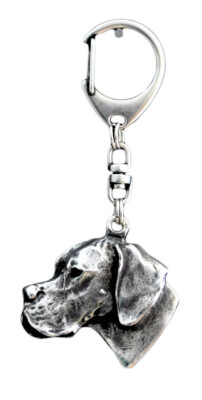 English Pointer, Englischer Pointer I - Versilberter Schlüsselanhänger mit Hund,