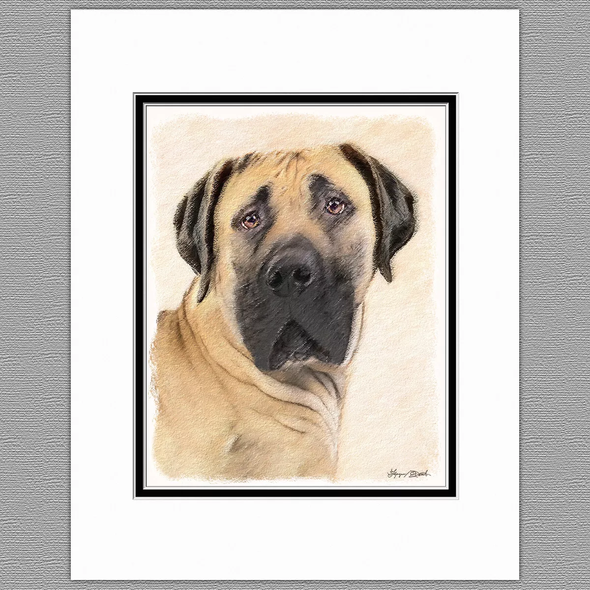 Boerboel South African Mastiff Dog Original Art Print 8x10 Matted