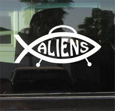 ALIENS UFO FISH SYMBOL VINYL DIE CUT STICKER