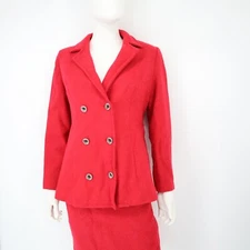 PENDELTON SUIT RED JACKET SKIRT SET 100% VIRGIN WOOL SIZE M WORK OFFICE VINTAGE