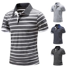 ZONBAILON Contrast Stripe Men's Fashion Outdoor Golf Polo Shirt Short Sleeve