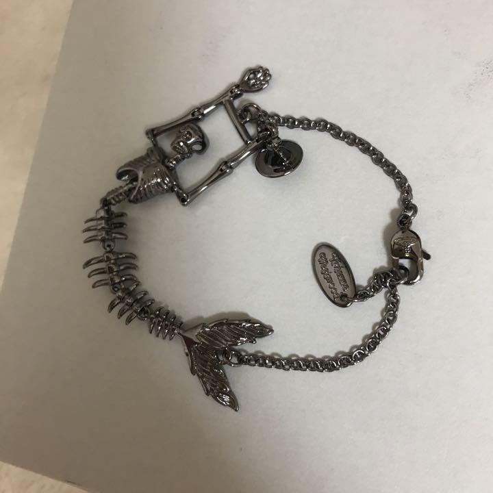 Vivienne Westwood Skull Mermaid Bracelet Gunmetal Black w/Pouch NO