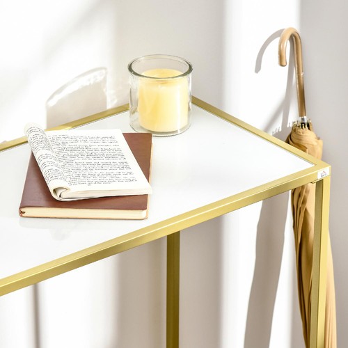 DecHome Mobile Consolle da Ingresso 100 x 35 x 80cm Bianco e Oro 205WT8 - Foto 3 di 4