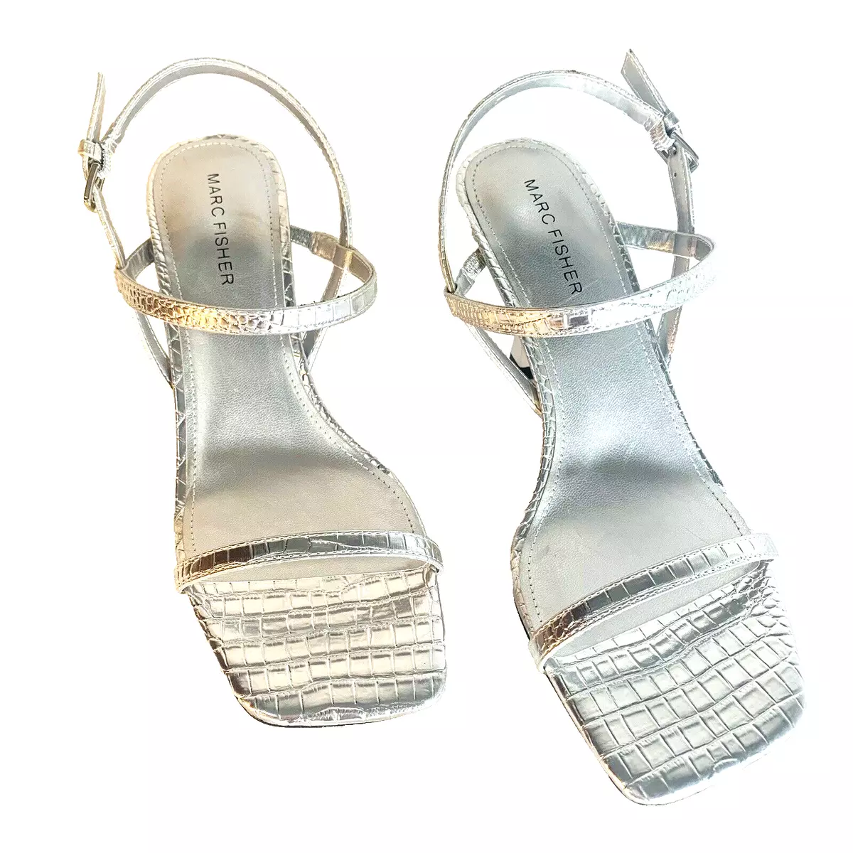 Marc fisher silver sandals sale