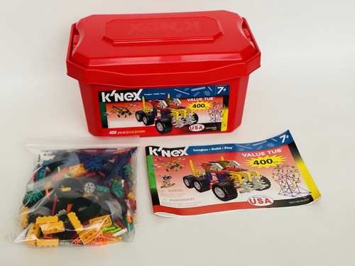 K’Nex Value Tub Over 400 Pcs #12077/12077B Red Tub Imagine-Build-Play Used - Picture 3 of 3