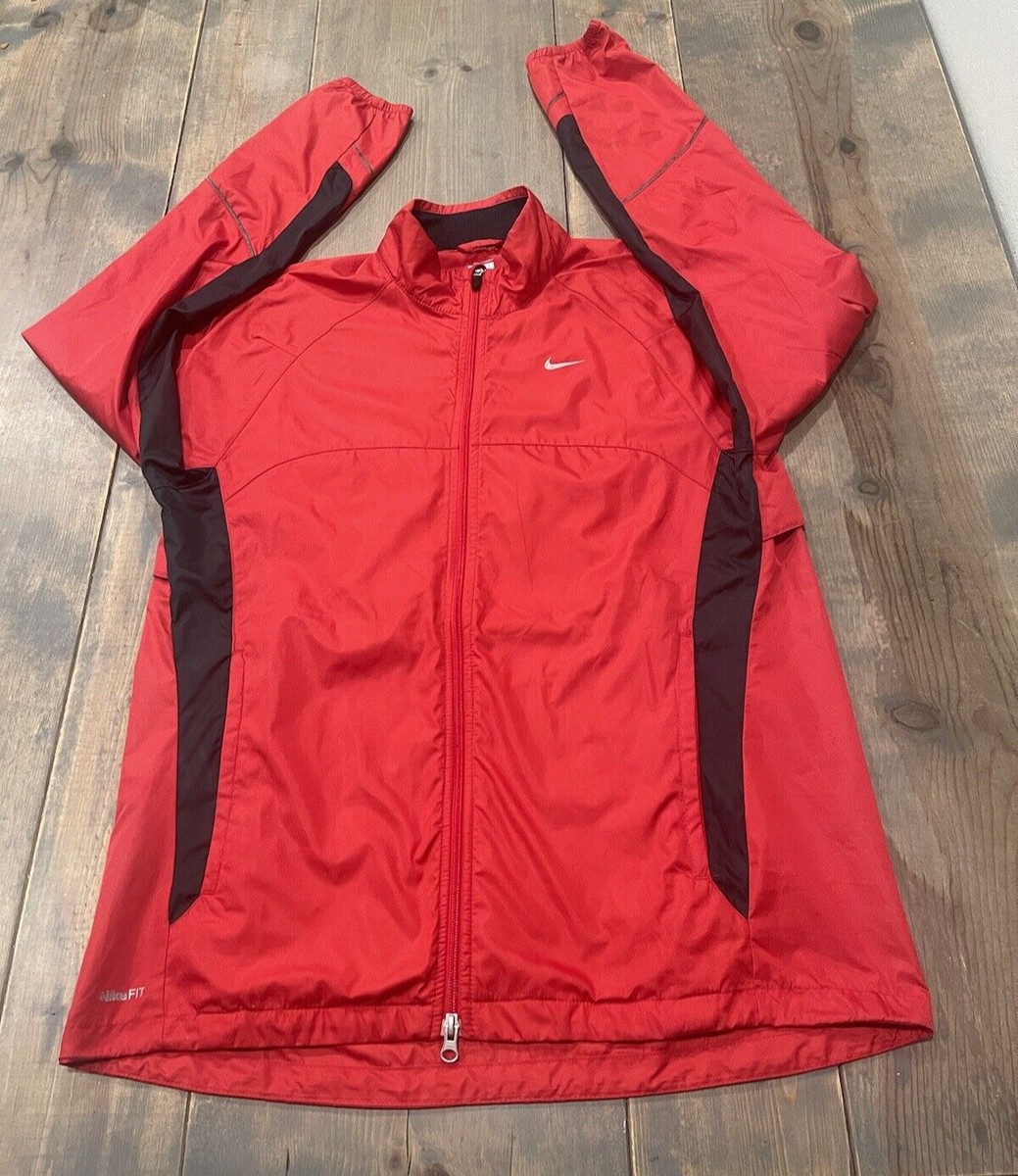 NIKE FIT STORM Men's Long Sleeve Full Zipper Red Windbreaker