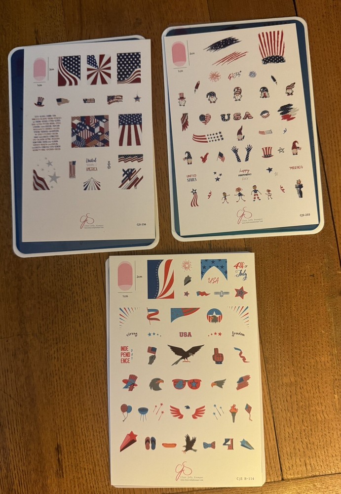 Clear Jelly Stamping Plates - Set Of 3 Patriotic & A Large Stamping Plate Holder
