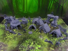 Prehistoric Caveman Tribal Village Rampart Set Mini Miniature Model Character