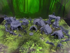 Prehistoric Caveman Tribal Village Rampart Set Mini Miniature Model Character