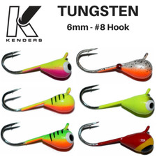 (6 Pack) - Tungsten 6mm - #8 Hook Bright Ultra Violet Walleye, Perch, Crappie