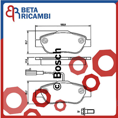 Kit Pastiglie Freno BOSCH 0986494114 FIAT 500 C (312) 1.3 D Multijet KW 55 CV 75 - Foto 9