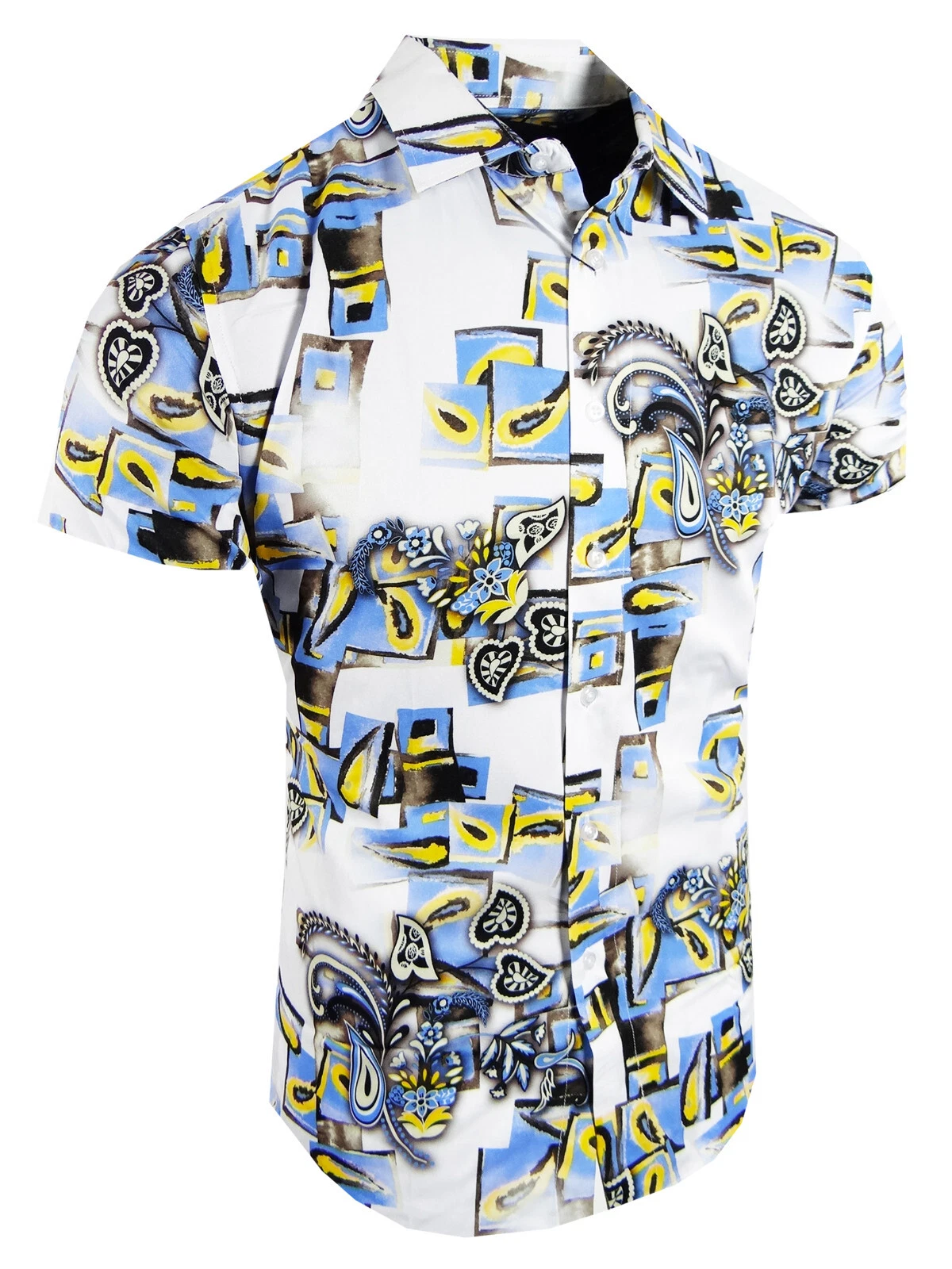 Short Sleeve Shirt Paisley Floral Mens Designer Prints Stretch Slim Fit Button
Opens in a new window