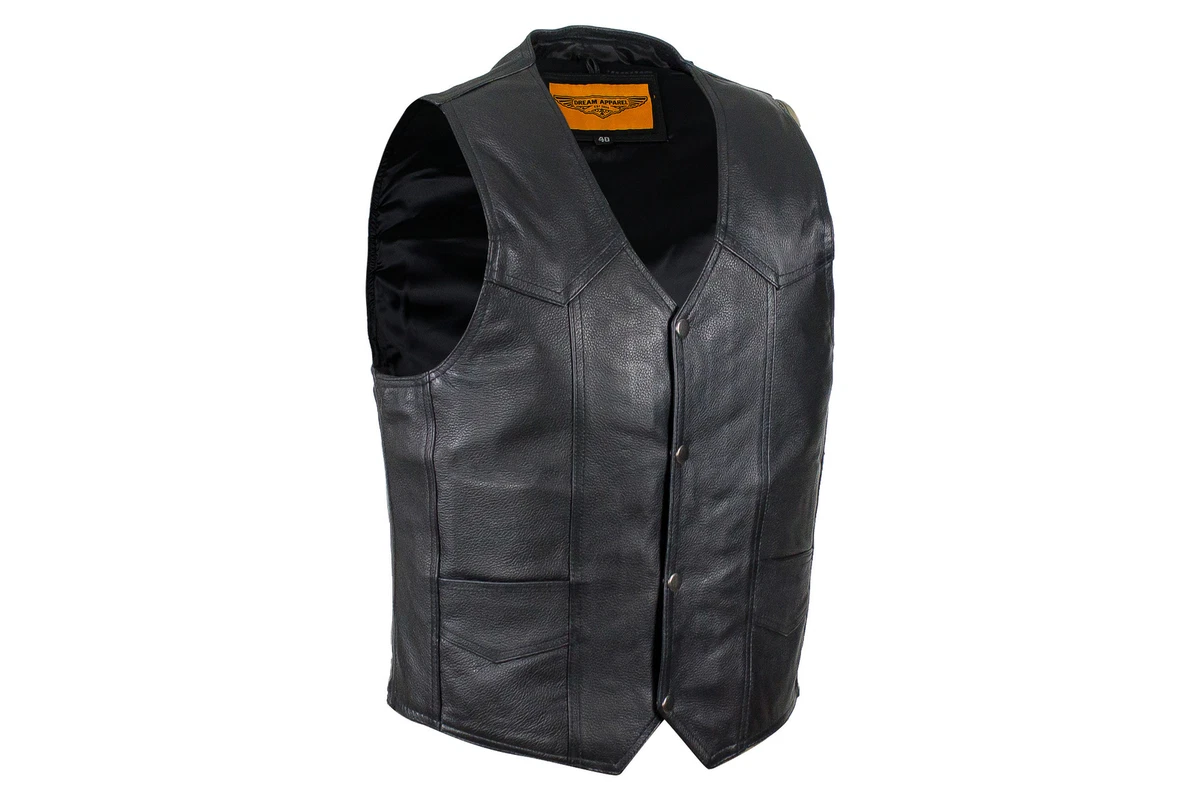 Plain black deals leather vest