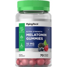 Melatonin 10mg Gummies  70 Count  Berry Flavor  Non-GMO  by Piping Rock