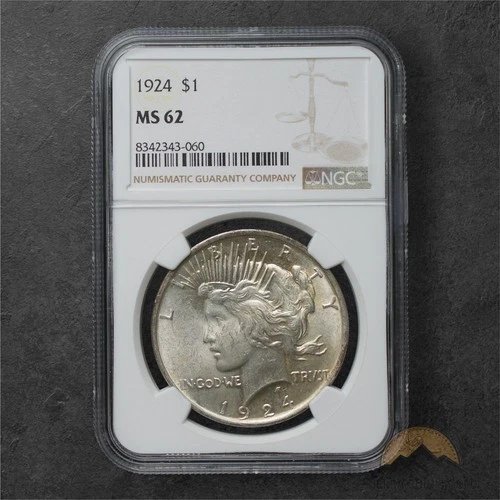 1924 Silver Peace Dollar $1 - NGC MS62 - Philadelphia