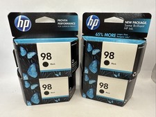 Genuine HP 98 Black Ink Cartridge C9364WN Exp 2012 - Lot of 4 - New Sealed
