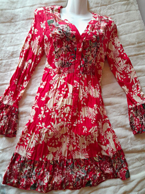 Bodyflirt Blusenkleid Rot Bunt Gr 38 610100