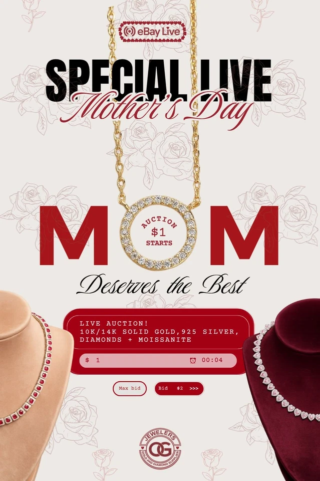 Mother's Day special on 10K 14k Gold, 925 Silver, Diamonds, Moissanite