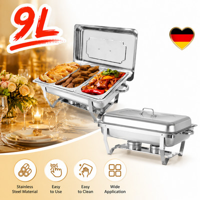 Für Buffet Party 9L Chafing Dish Speisenwärmer Edelstahl Wärmebehälter Faltbar