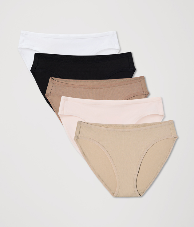 PACT Organic Everyday Classic Fit Bikini 5-Pack Core Edit NEW