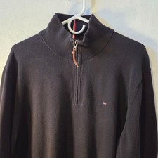 Tommy Hilfiger Men's 100 Cotton 1/4 Zip Pullover Preppy Academia Size XLT