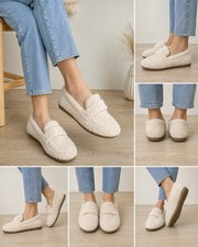Vionic Cozy Faux Shearling Loafers Cream Comfort Slip On US 9