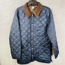 JCP Quilted Jacket Mens Medium Navy Corduroy Collar Snap Closure