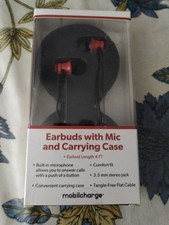 Earbuds with Mic and Carrying Case - Mobilcharge black/red