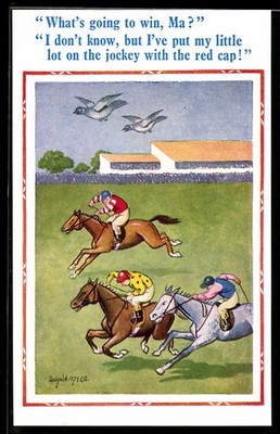 Künstler-AK Donald McGill: What´s going to win, Ma? 