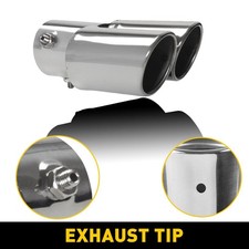 Chrome Rear Dual Stright Exhaust Tail Pipe Muffler Tip Replace Accessories Kit