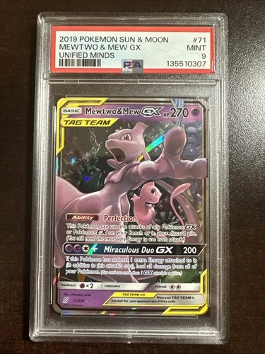 Mewtwo & Mew GX 71/236 Pokemon Unified Minds PSA 9 MINT