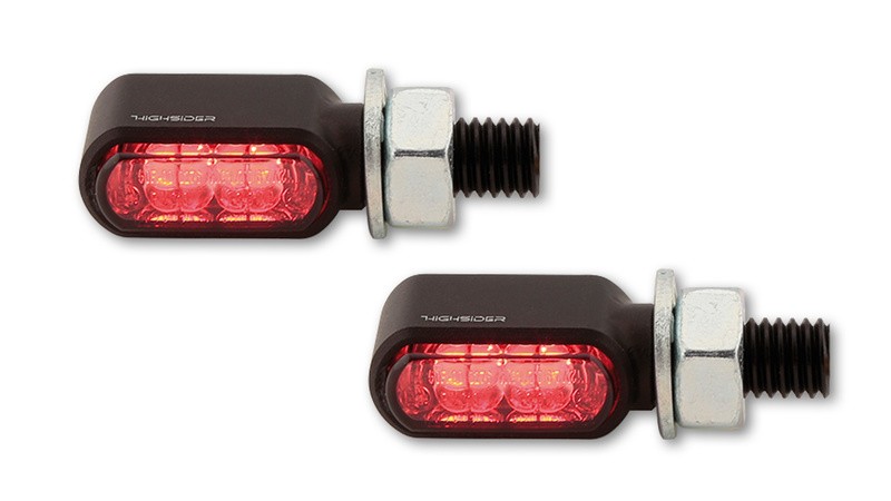 Feux arrière clignotants LED noirs Little Bronx 3en1 pour moto custom