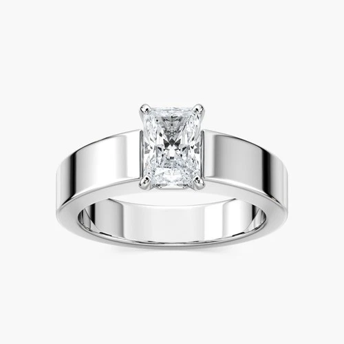 2 Ct D Color VVS1+Radiant Cut Moissanite Engagement Solitaire Ring Silver Size 7