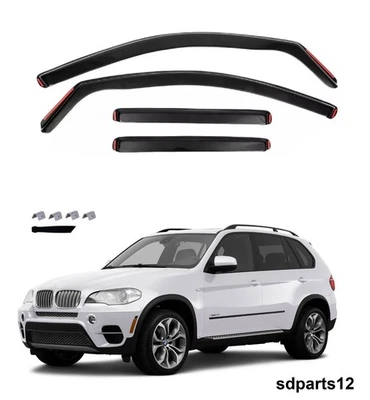 Déflecteurs de Vent Pluie d'Air Pour BMW X5 E70 (LCI) Facelift 2011-2013 / 4Pcs - Photo 1/4