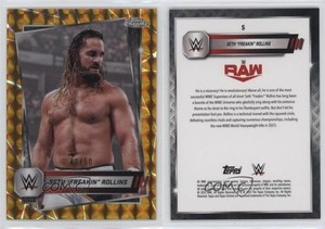 2025 Topps Chrome WWE Gold Geometric Refractor /50 Seth Rollins Freakin #5
