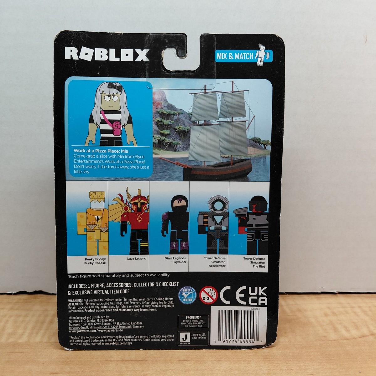 New ROBLOX Work At a Pizza Place: Mia Action Figure Toy + Virtual