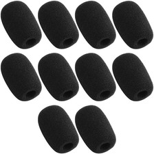 10 Piece Black L 35mm x D10mm Mini Microphone Headset Windscreen Foam Mic Cover