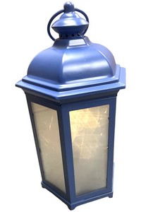 Valerie 15" In/Outdoor Starscape Glass and Metal Lantern Blue