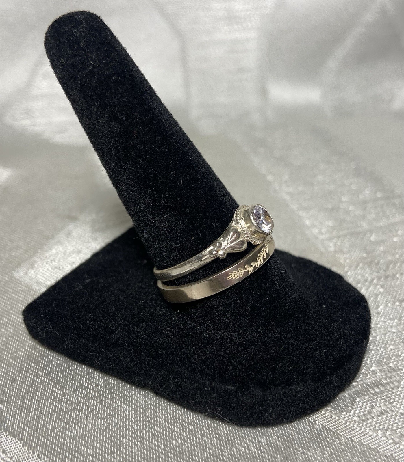 Vintage Sterling Silver Stackable Ring Set CZ Sol… - image 6