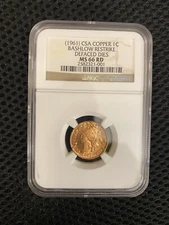 (1961) CSA Copper 1c ~ Bashlow Restrike ~ Defaced Dies NGC MS66 RD