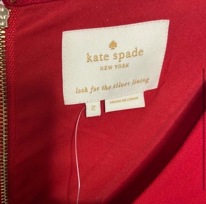 Abito rosso Mary Kate Spade taglia 2 nuovo con etichette $398 tutto avvolto vestito peplo manica a gomito