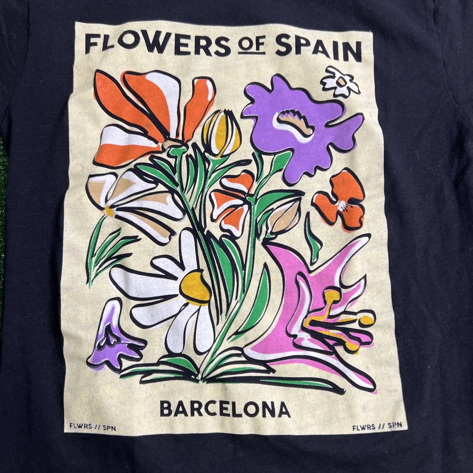 Camiseta Flowers Of Spain Barcelona Negra Mujer Talla Mediana Manga Corta Foto 2 de 4