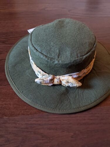 Little Lass Green Wide Brim Yellow Floral Ribbon 3T Hat